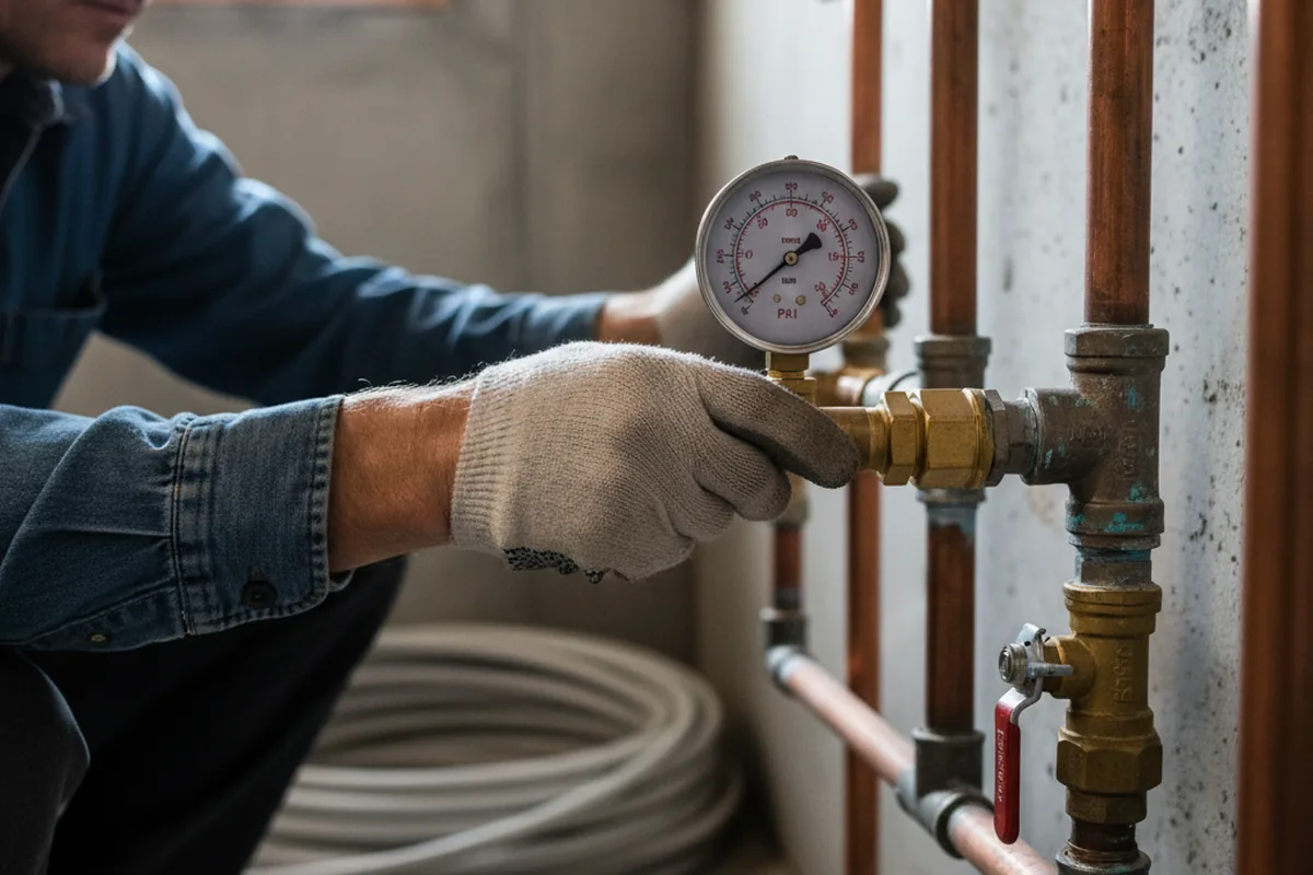 Pressure testing a repaired line during Water Line Repair in Branch